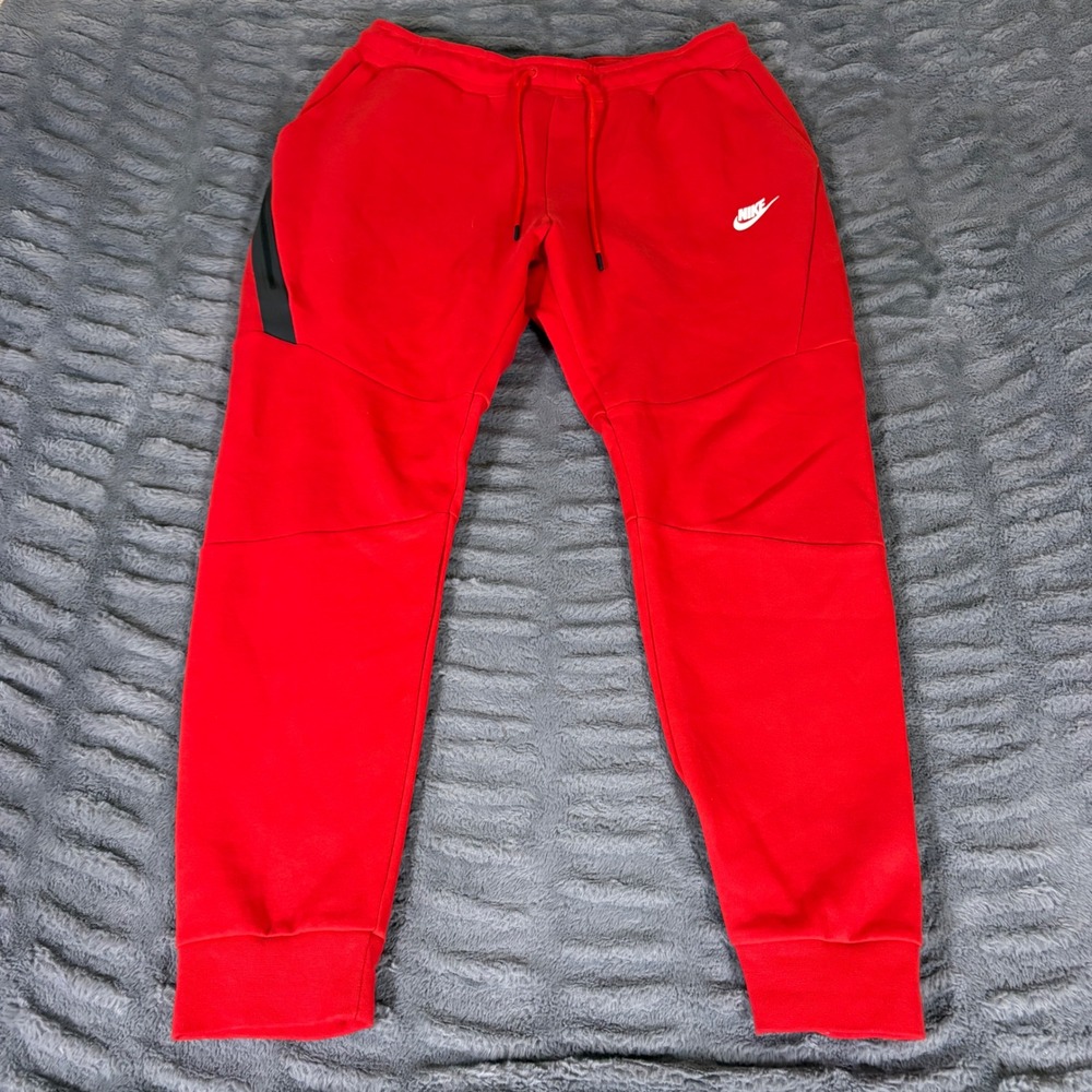 Nike Sportswear Tech Fleece Joggers University Red Black 805162-657 Mens Large